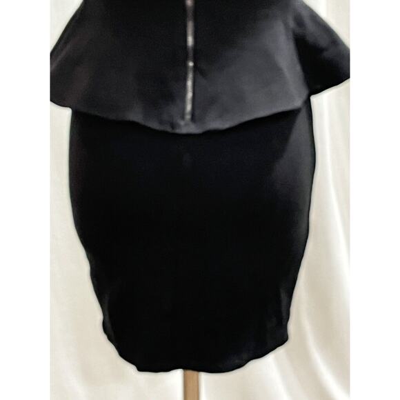 Alice + Olivia Black Drury Petal Round Neck Peplum Sheath Zip Closure Work Dress - Picture 11 of 13